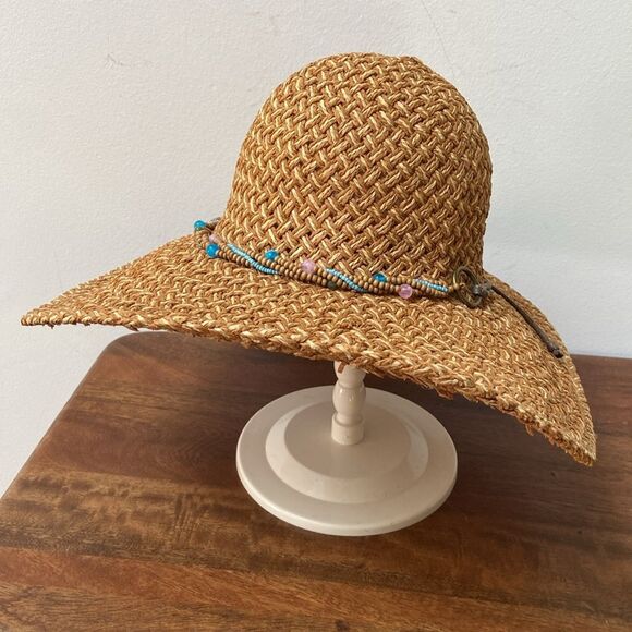 Woven Straw Hat with Beaded Band - Picture 9 of 9